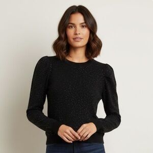 Alice and Olivia Bettie Rinestone Long Sleeve Top Women’s Size Small Black NWT